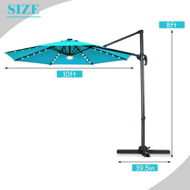 10ft Solar LED Patio Umbrella