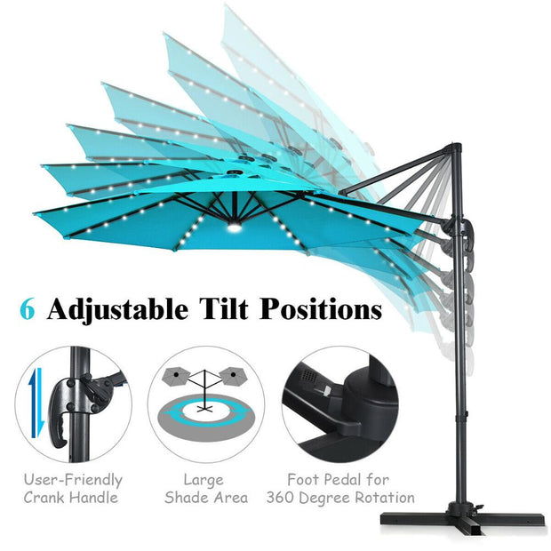 10ft Solar LED Patio Umbrella