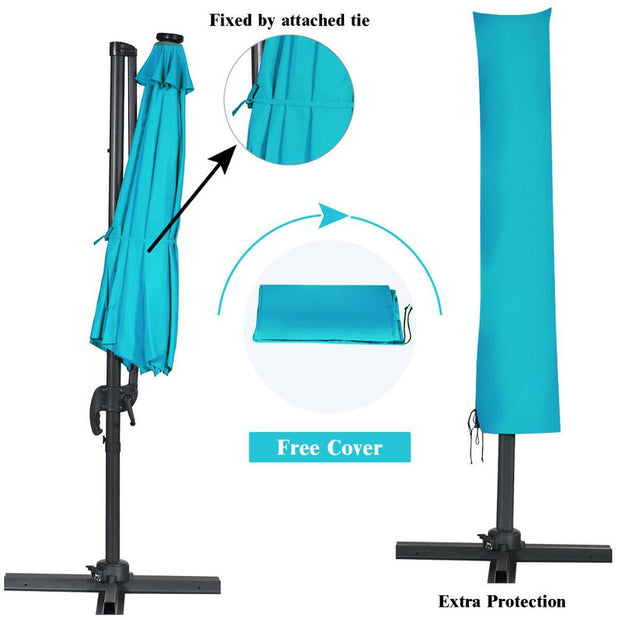 10ft Solar LED Patio Umbrella