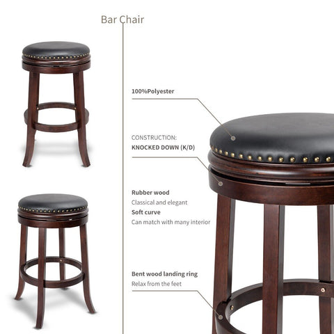Set of 2 Rubber Wooden Dining Vintage Chairs (Dark Brown)