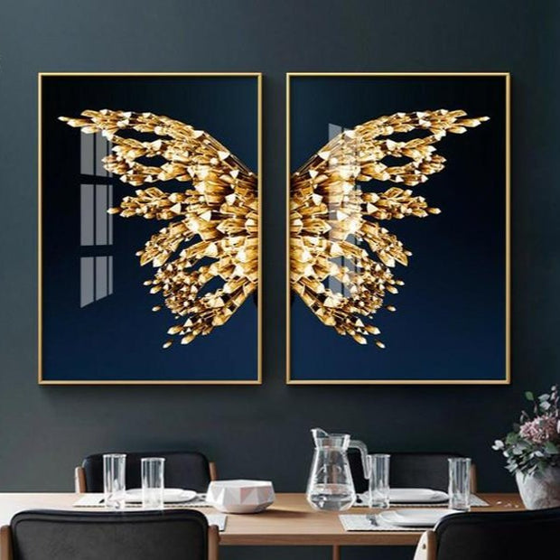 Nordic Golden Butterfly Canvas Painting (No Frame)