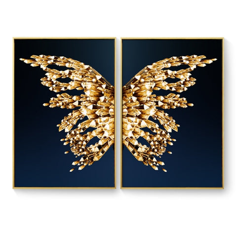 Nordic Golden Butterfly Canvas Painting (No Frame)